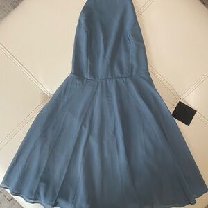 Elegant Blue Halter Dress